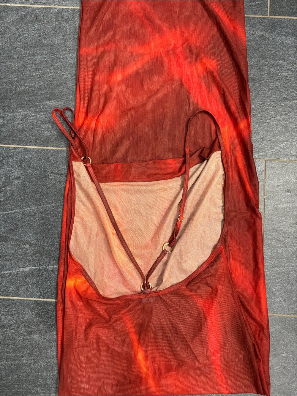 Icon Swim Red Mesh Maxi coverup